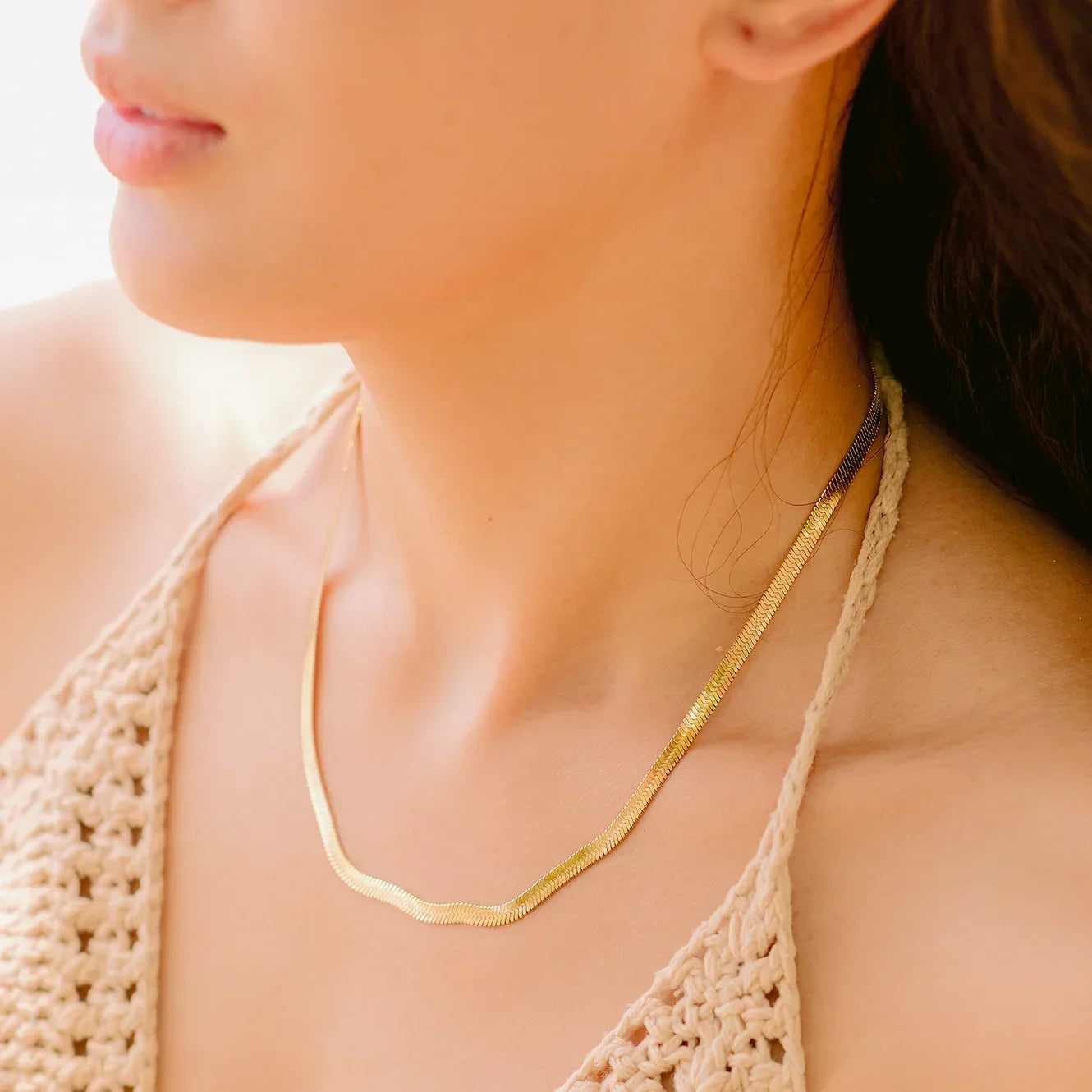 Gold Herringbone Necklace