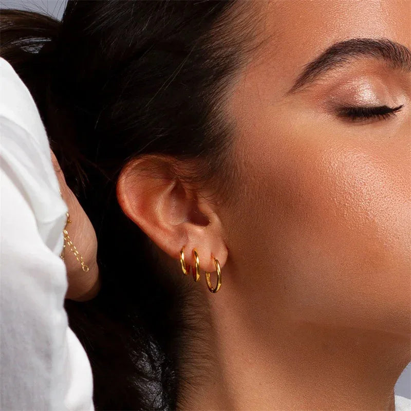 Gold Round Hoop Earrings