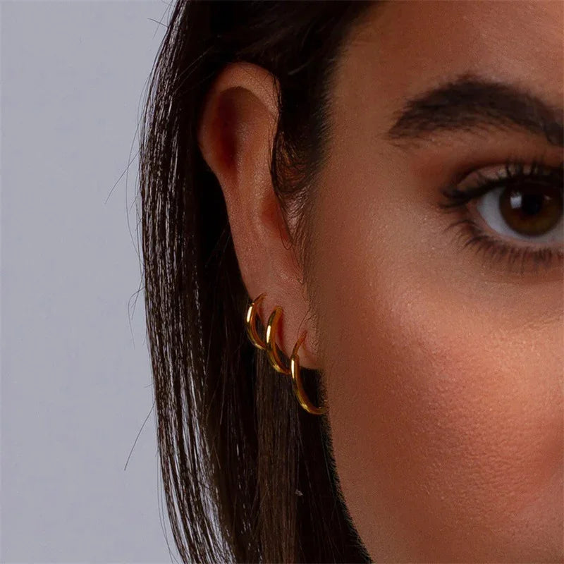 Gold Round Hoop Earrings