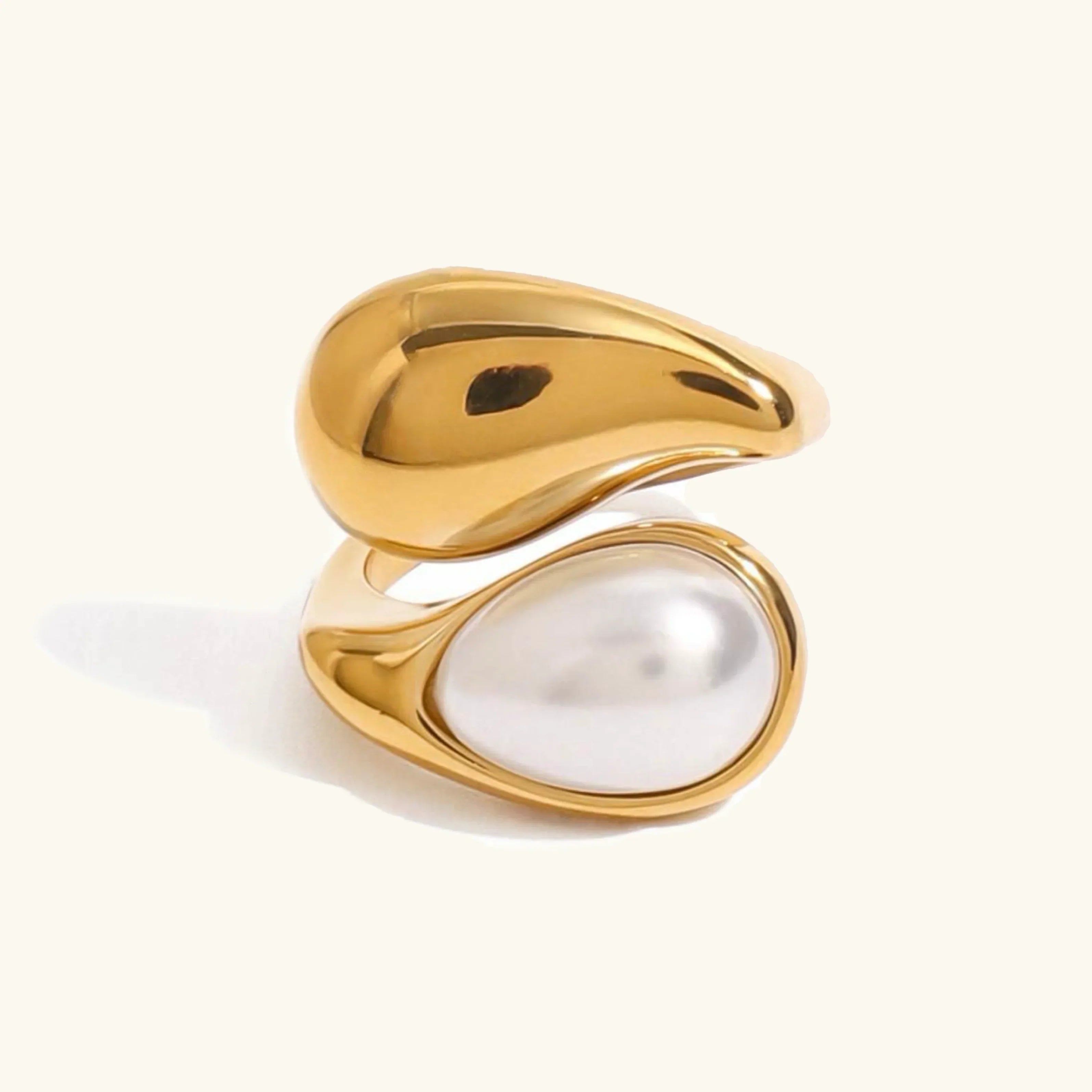 Gold Pearl Look Ring