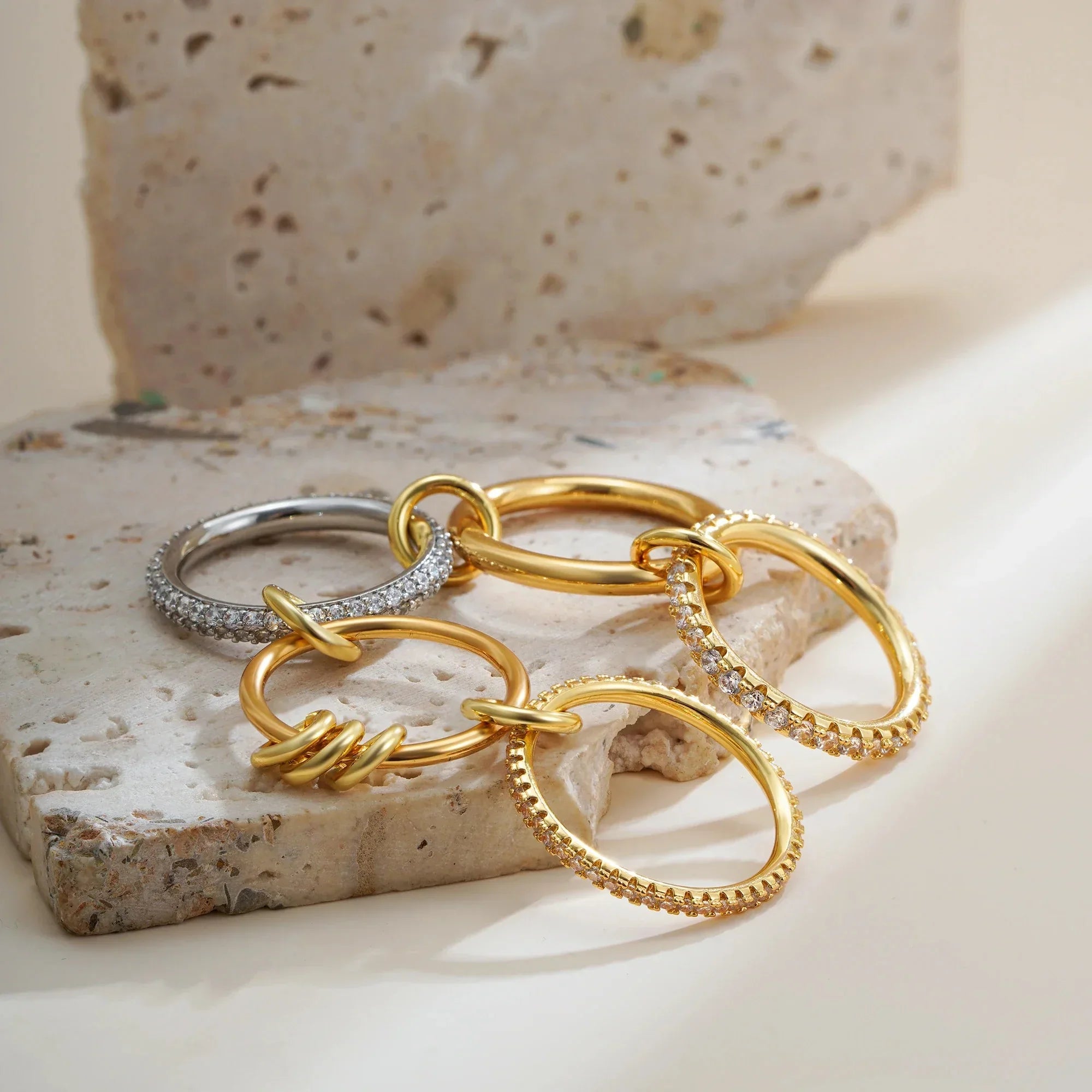 Gold Stacked Pavé Ring