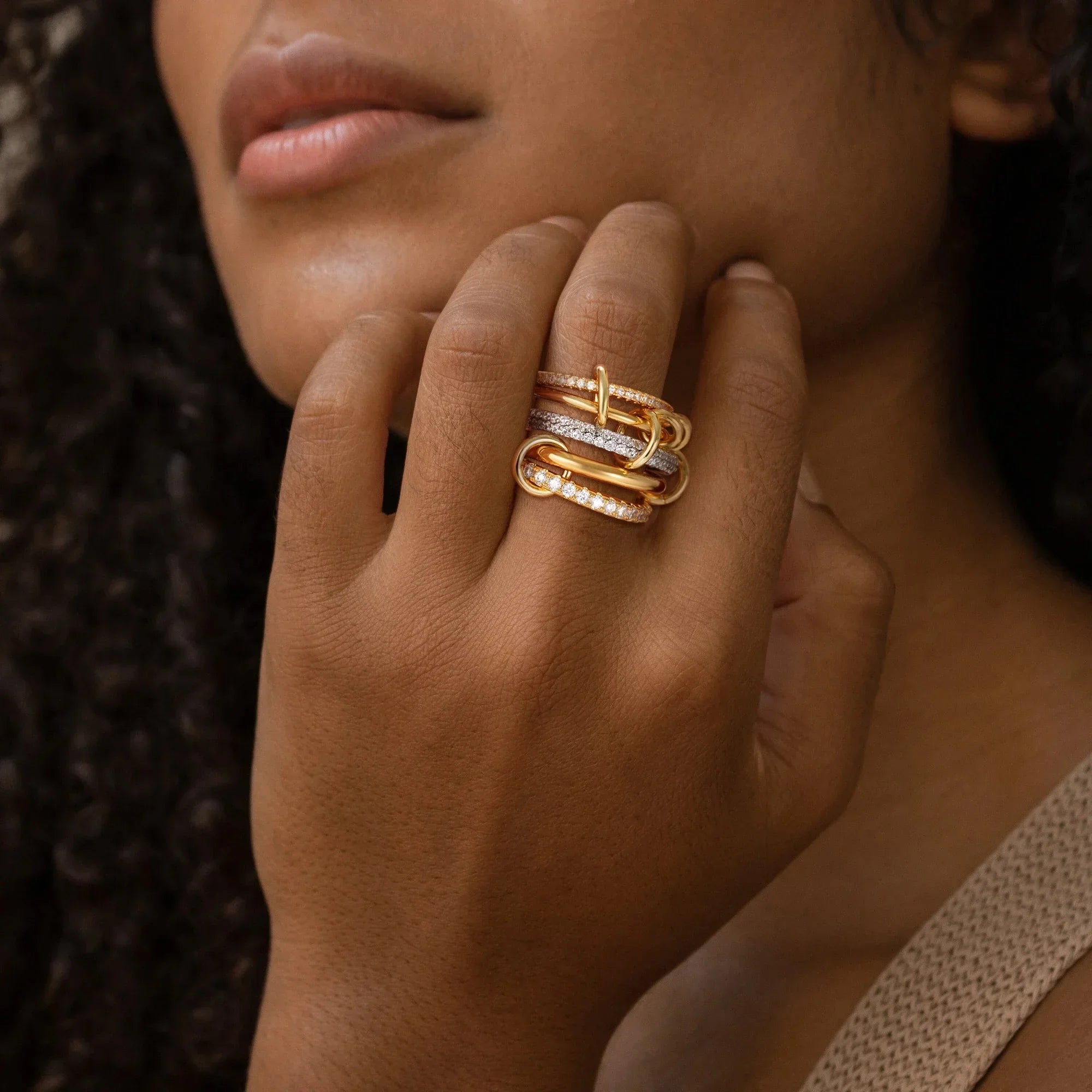 Gold Stacked Pavé Ring