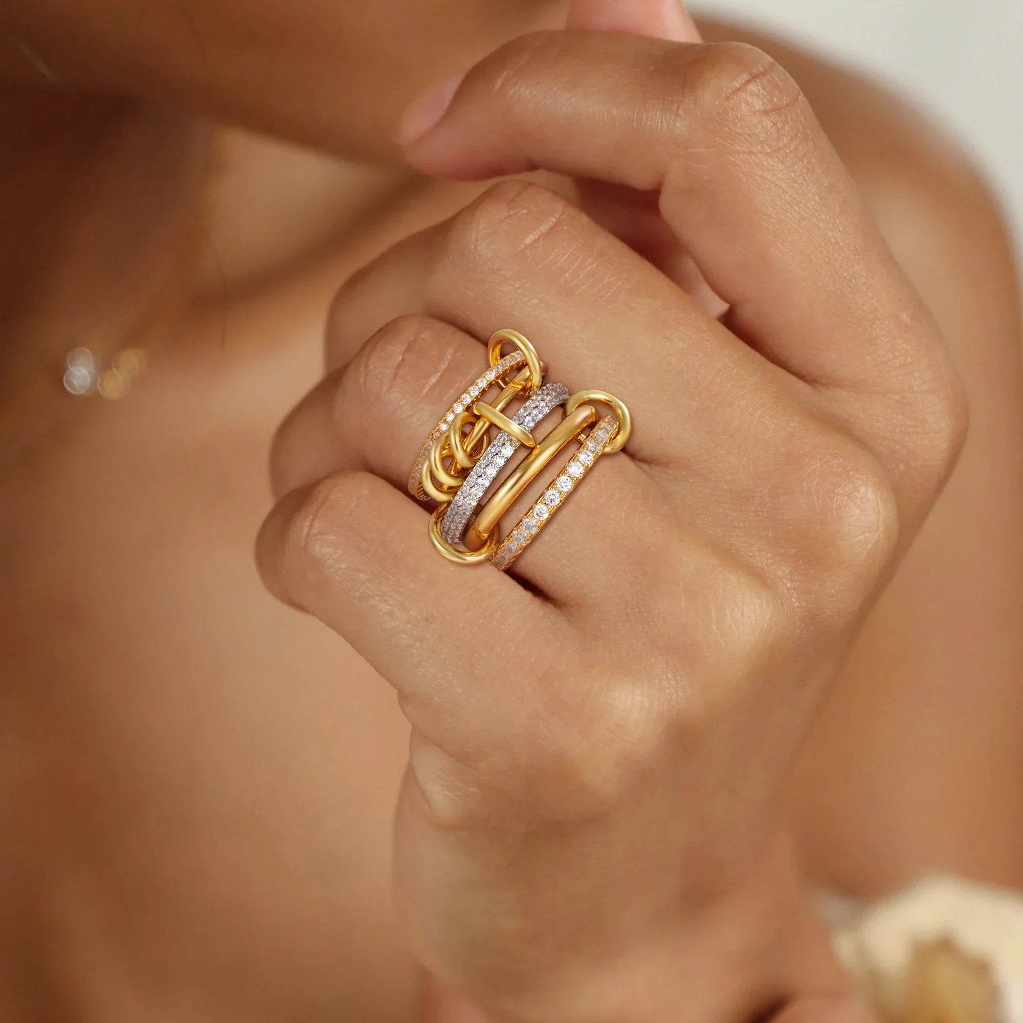 Gold Stacked Pavé Ring