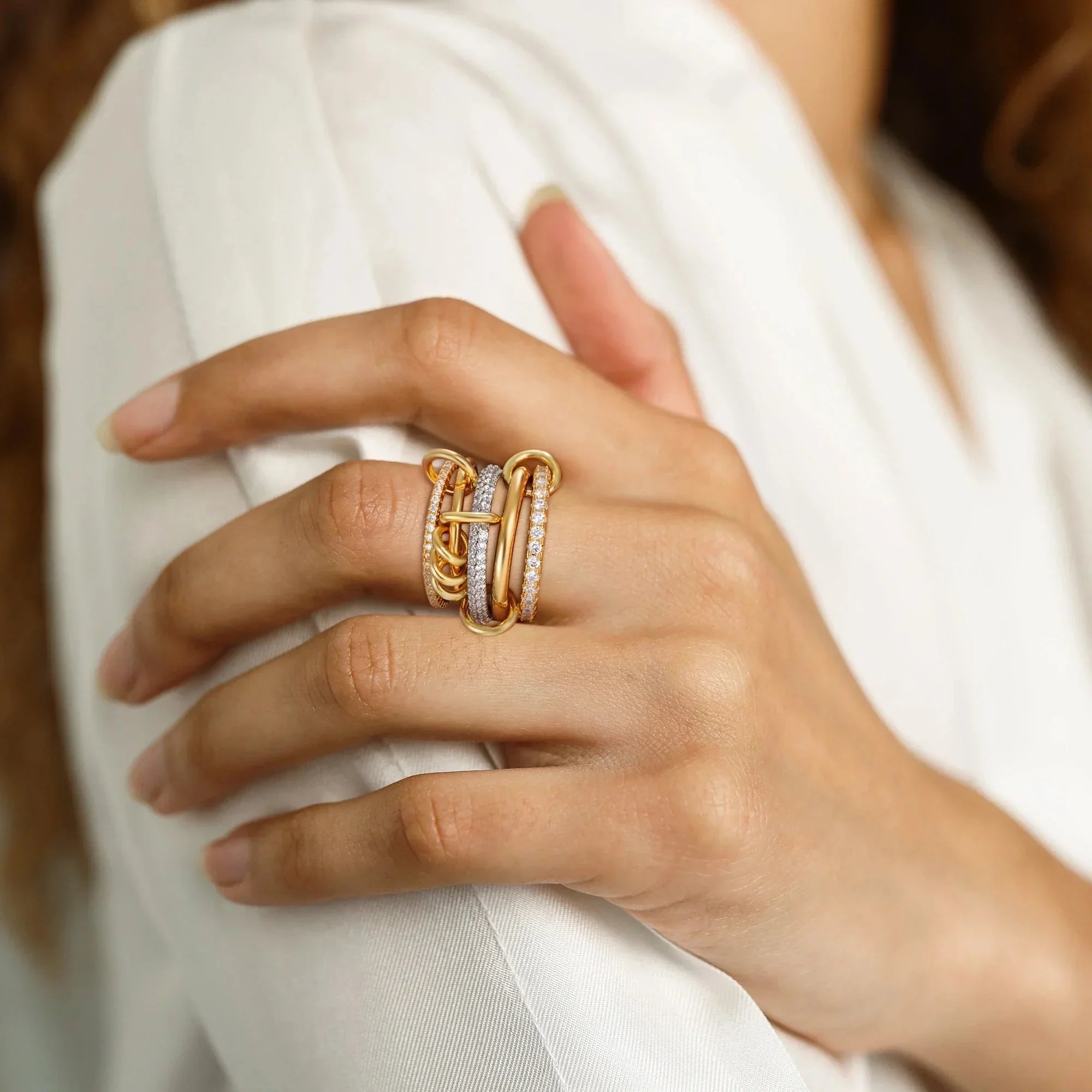 Gold Stacked Pavé Ring