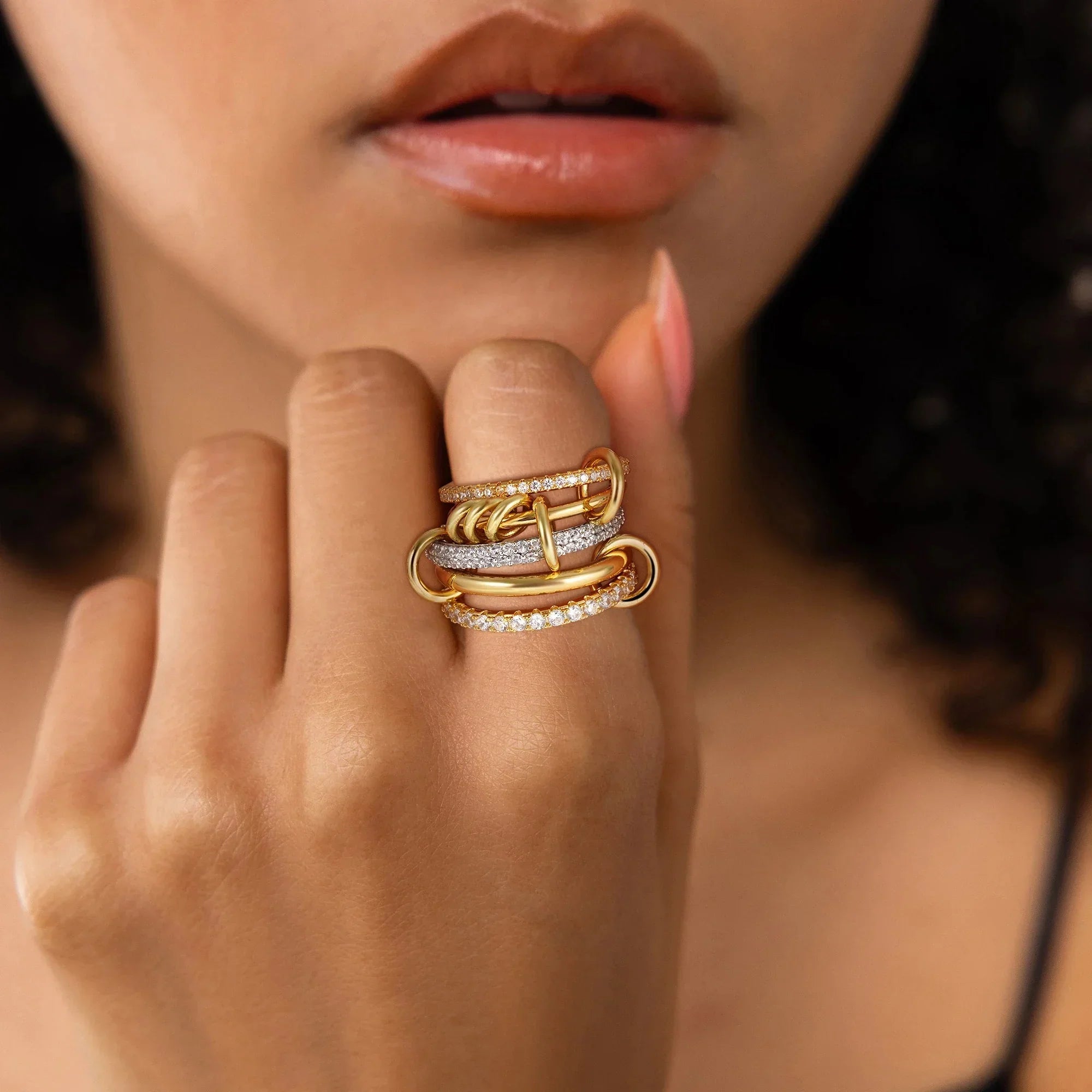 Gold Stacked Pavé Ring
