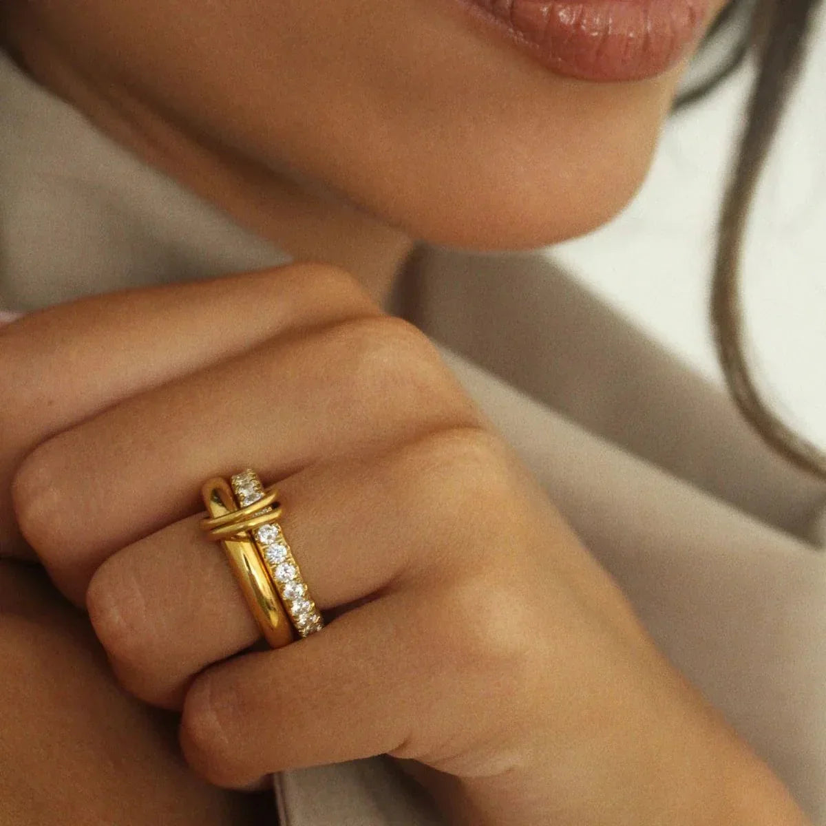 Gold Double Row Ring