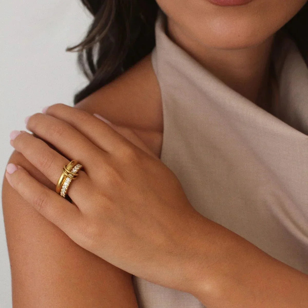 Gold Double Row Ring