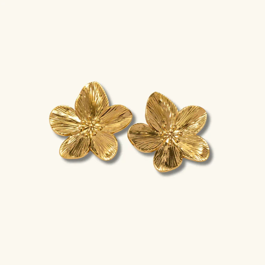 Gold Flower Stud Earrings