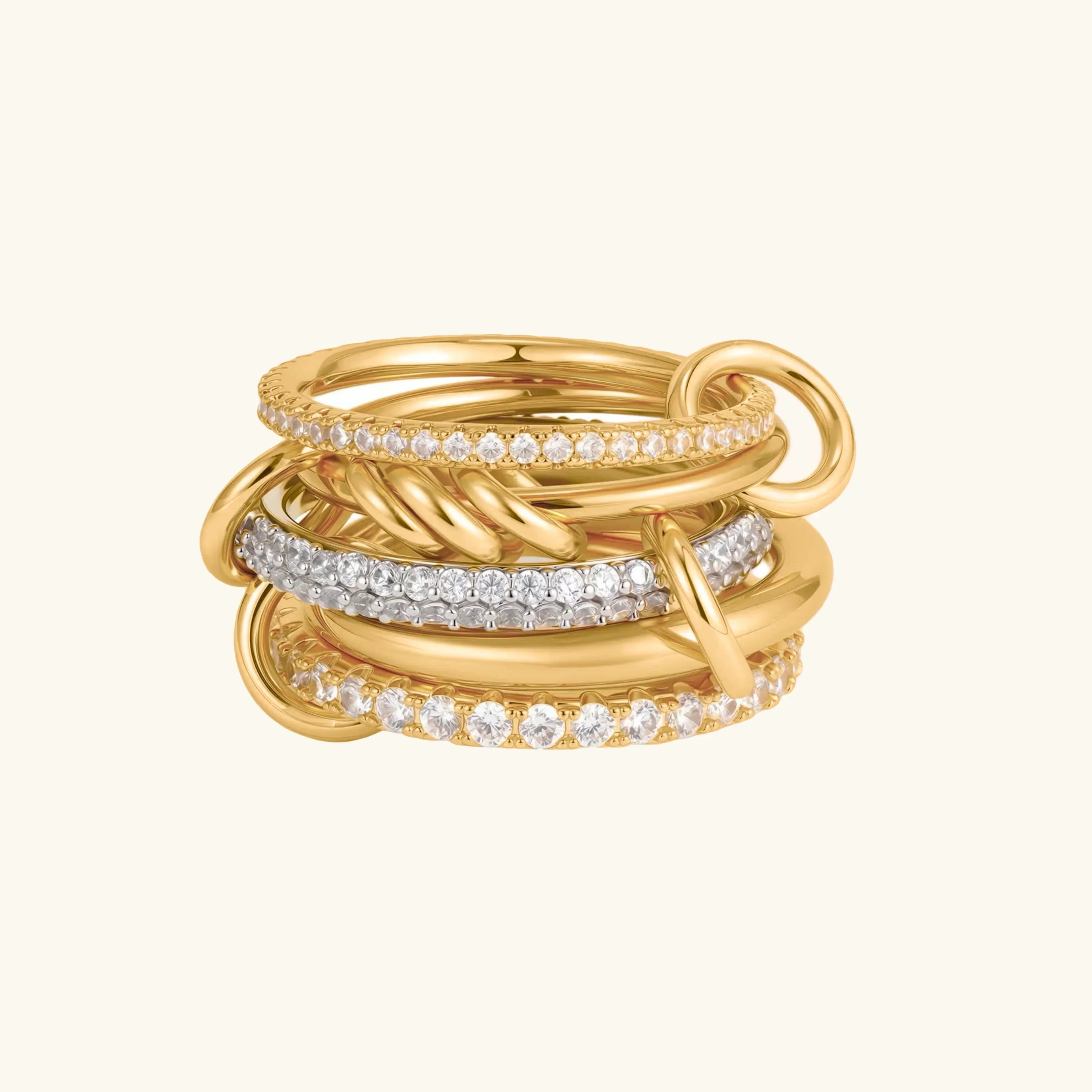 Gold Stacked Pavé Ring