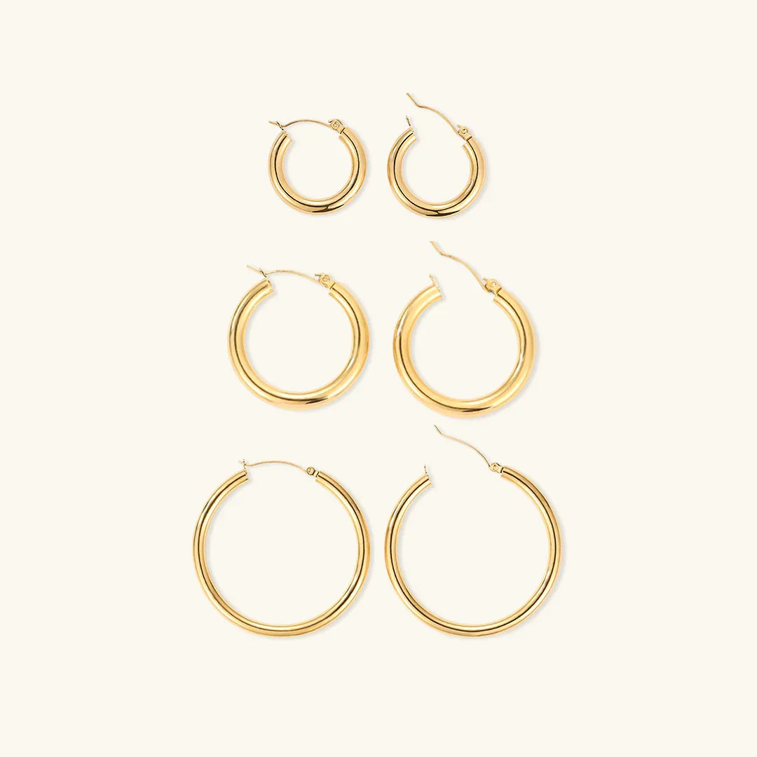 Gold Round Hoops Set