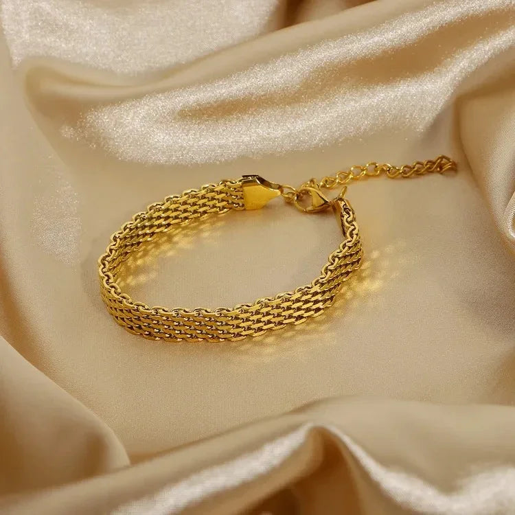 Gold Woven Chain Bracelet