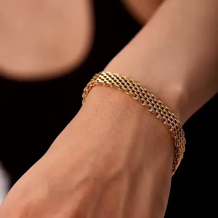 Gold Woven Chain Bracelet
