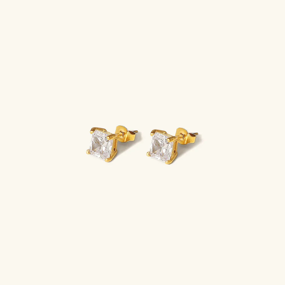 Gold Solitaire Stud Earrings