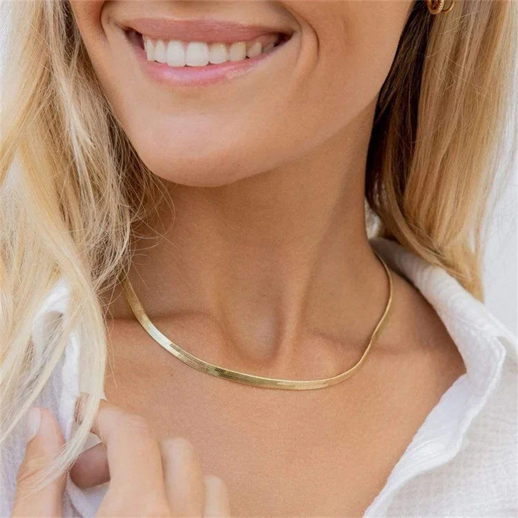 Gold Flat Chain Necklace
