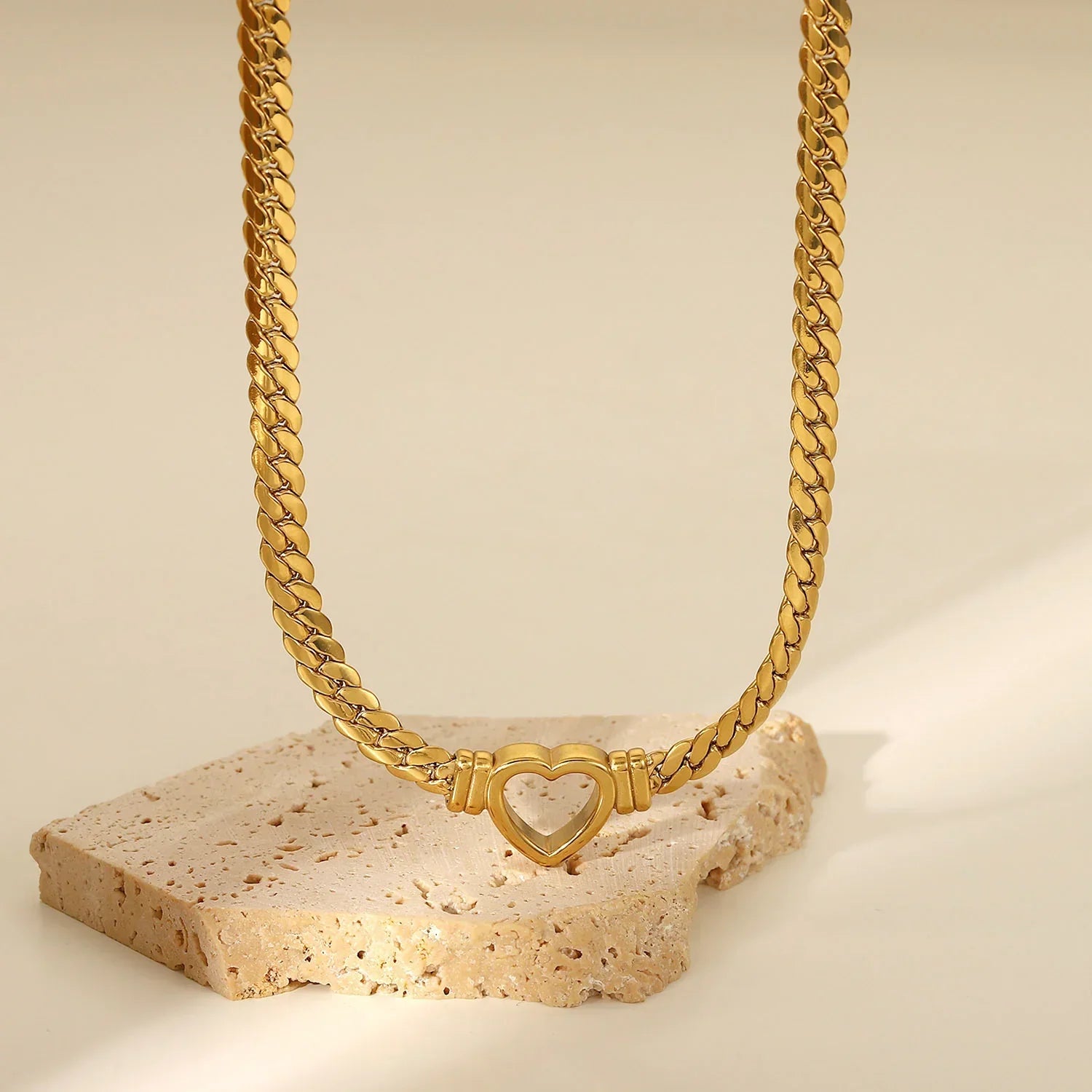 Gold Heart Chain Necklace