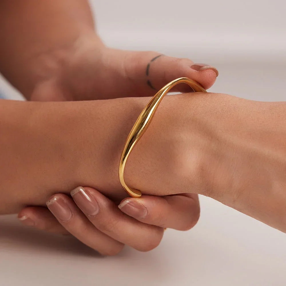 Gold Wave Cuff Bracelet