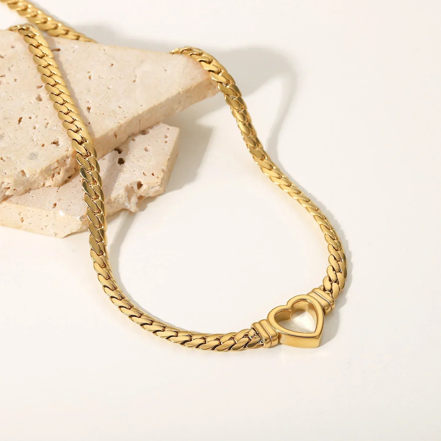 Gold Heart Chain Necklace