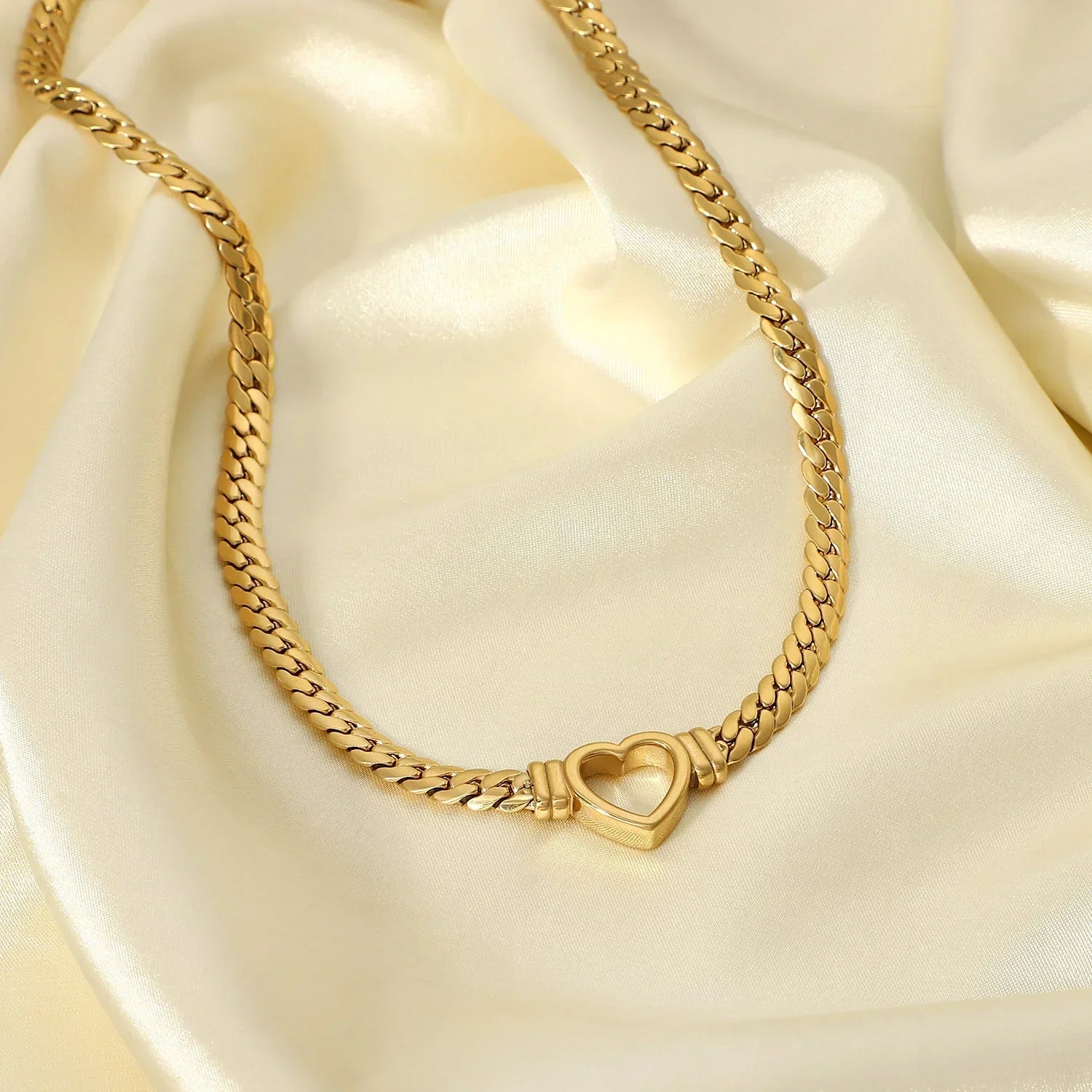 Gold Heart Chain Necklace