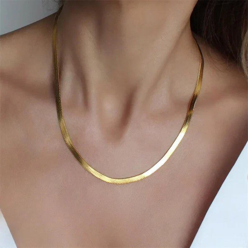 Gold Flat Chain Necklace
