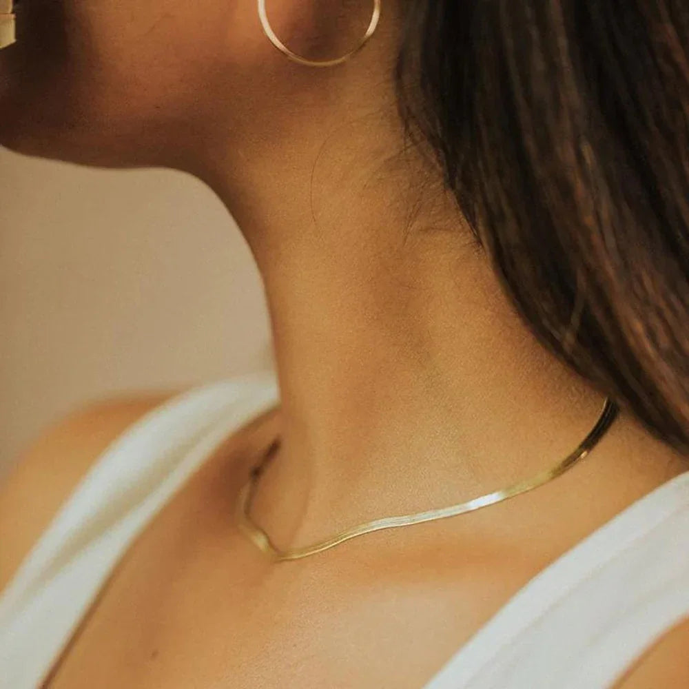 Gold Flat Chain Necklace