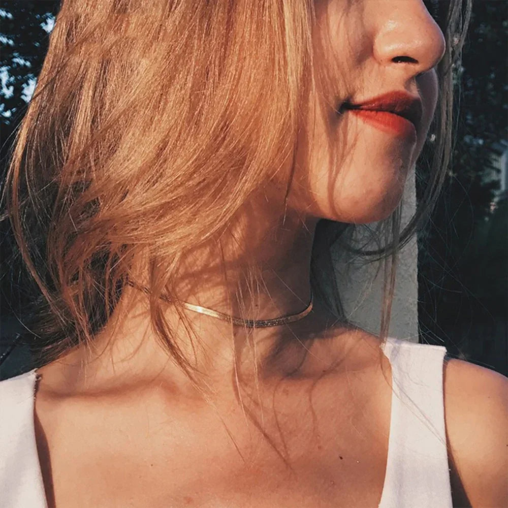 Gold Flat Chain Necklace