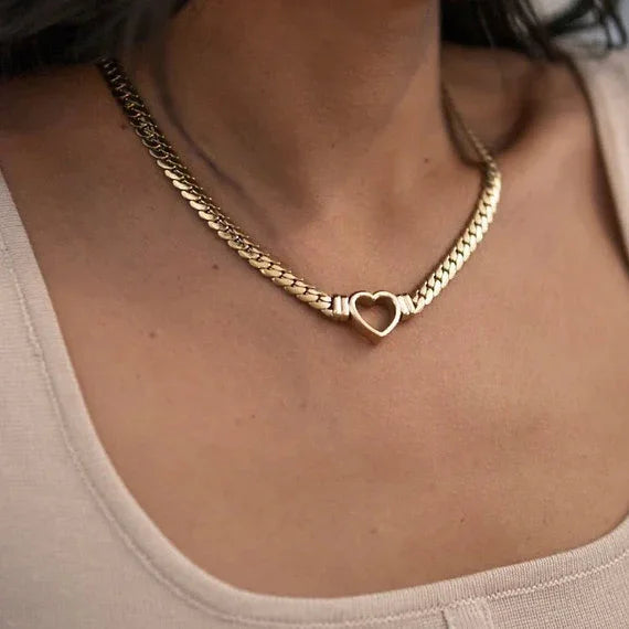 Gold Heart Chain Necklace