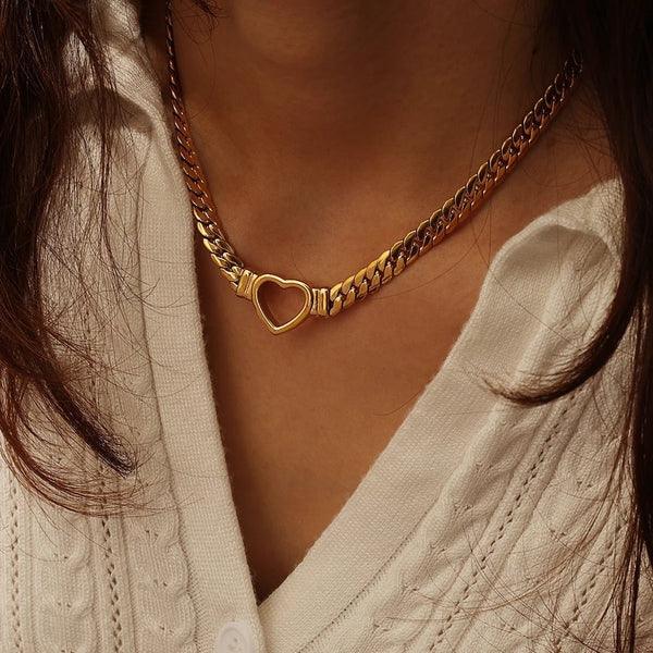 Gold Heart Chain Necklace