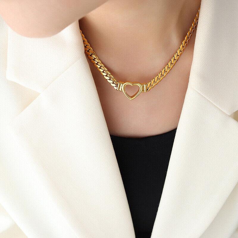 Gold Heart Chain Necklace